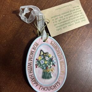 Demdaco Folk Heart Spring Ornament with Ribbon